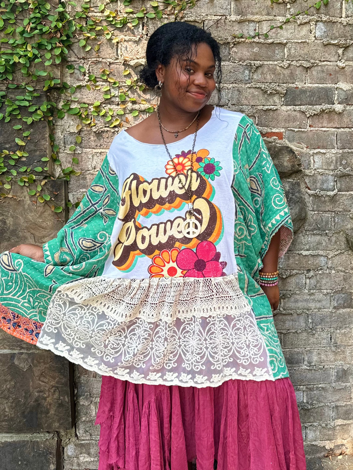 Small-3XL Flower Power Kaftan Poncho