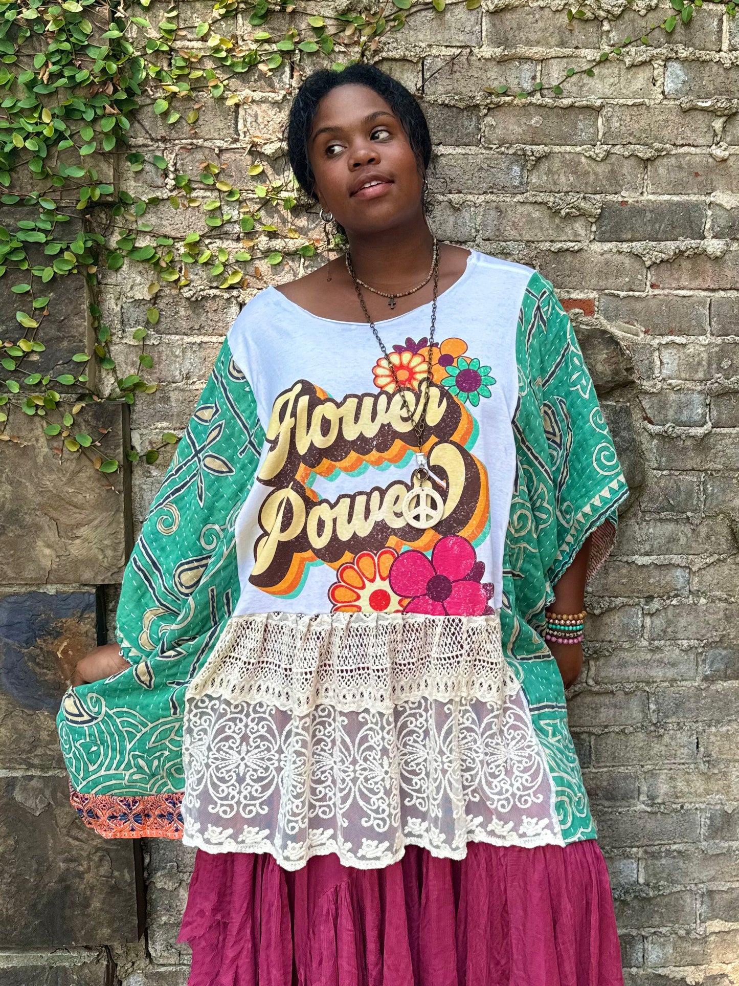 Small-3XL Flower Power Kaftan Poncho