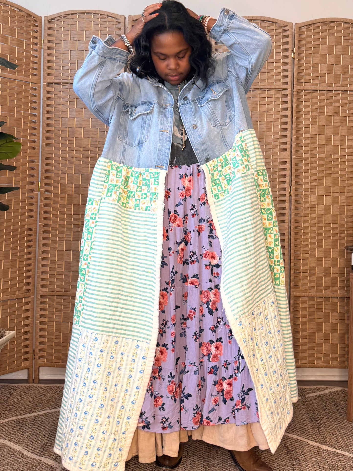 Medium-2XL Upcycled Quilted Duster