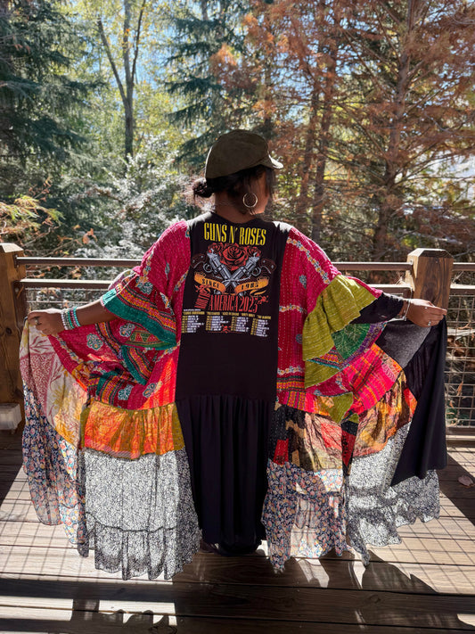 Large-3XL Guns N Roses Maxi Dress Duster