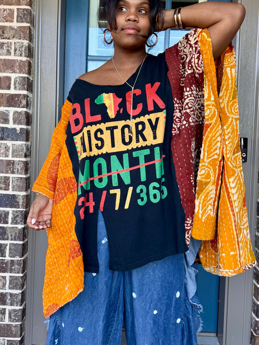 Medium-3XL Black History Month Kaftan Poncho