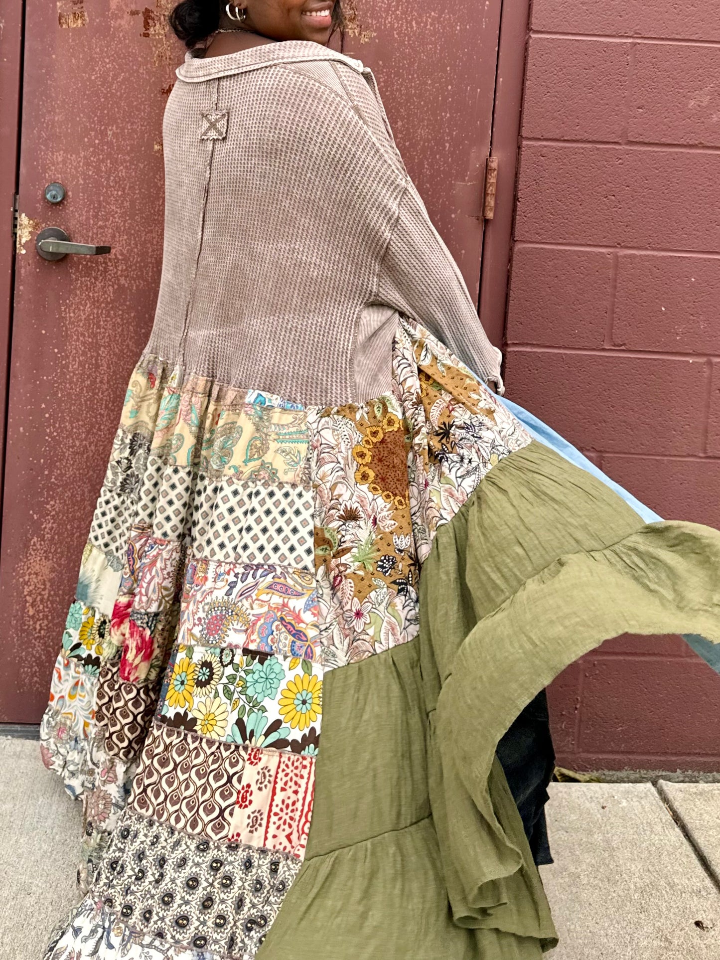 Medium-2XL Upcycled Waffle Knit Duster