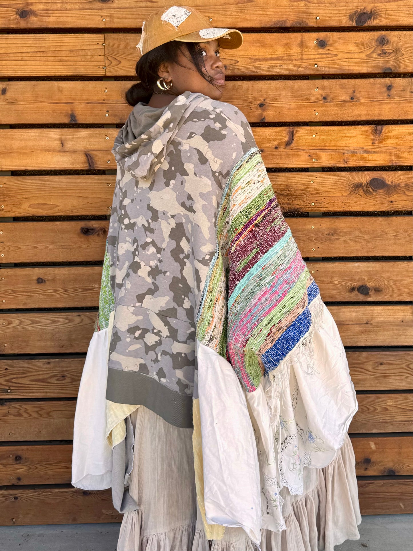 Extra Large-3XL Camo Hooded Kaftan Poncho