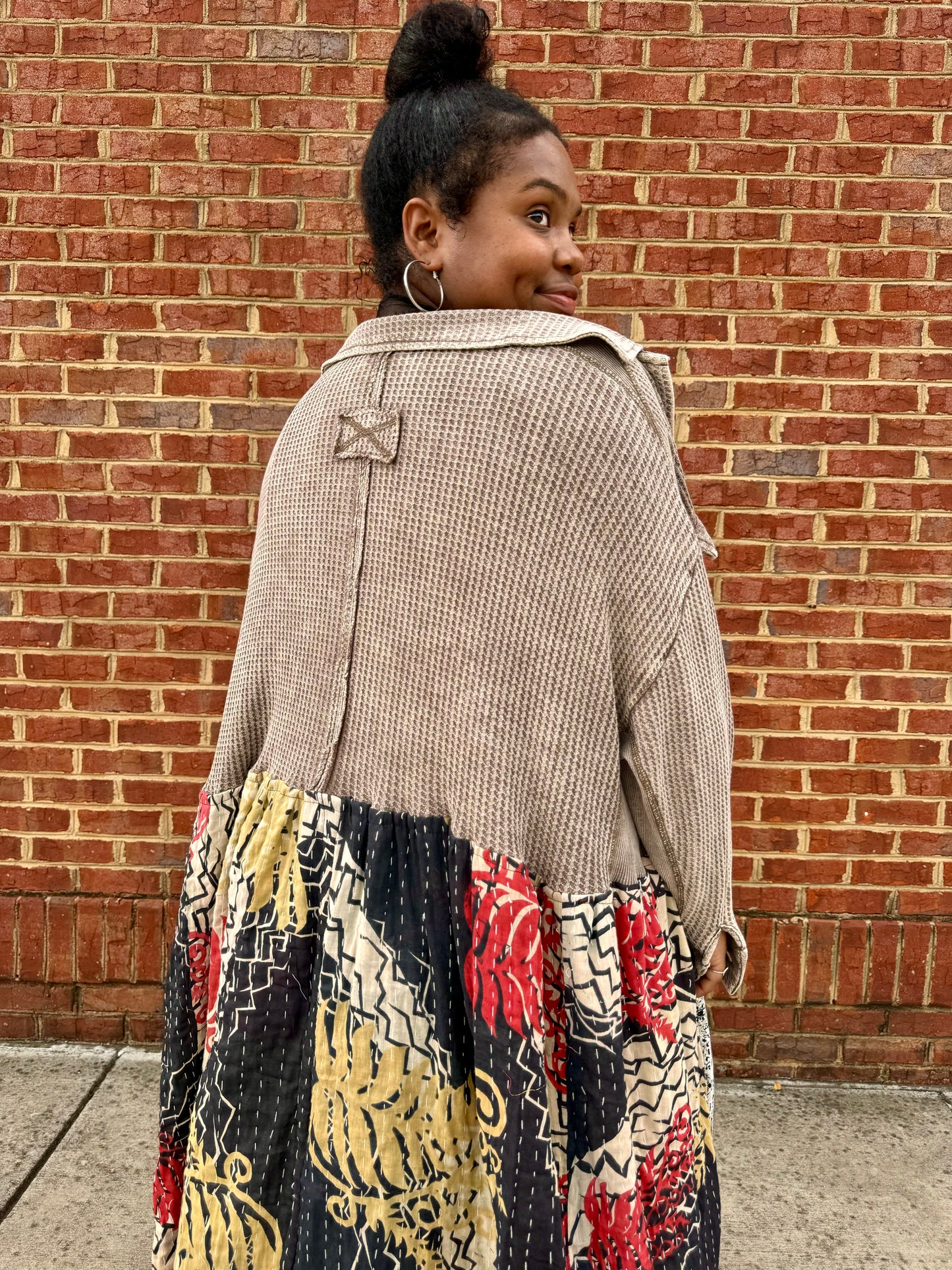 Medium-2XL Upcycled Waffle Knit Duster