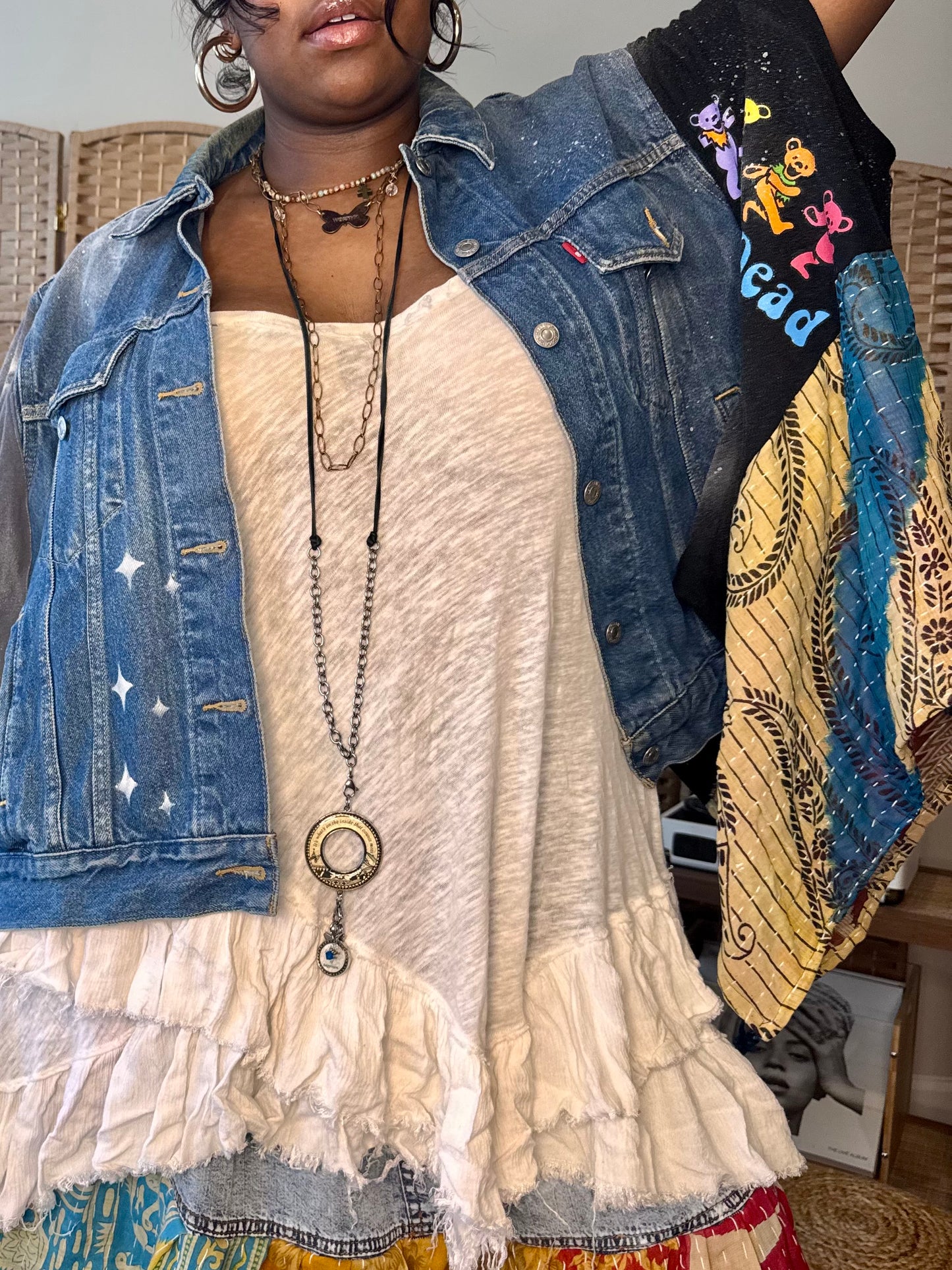 Small-1XL Grateful Dead/KISS Butterfly Denim Duster