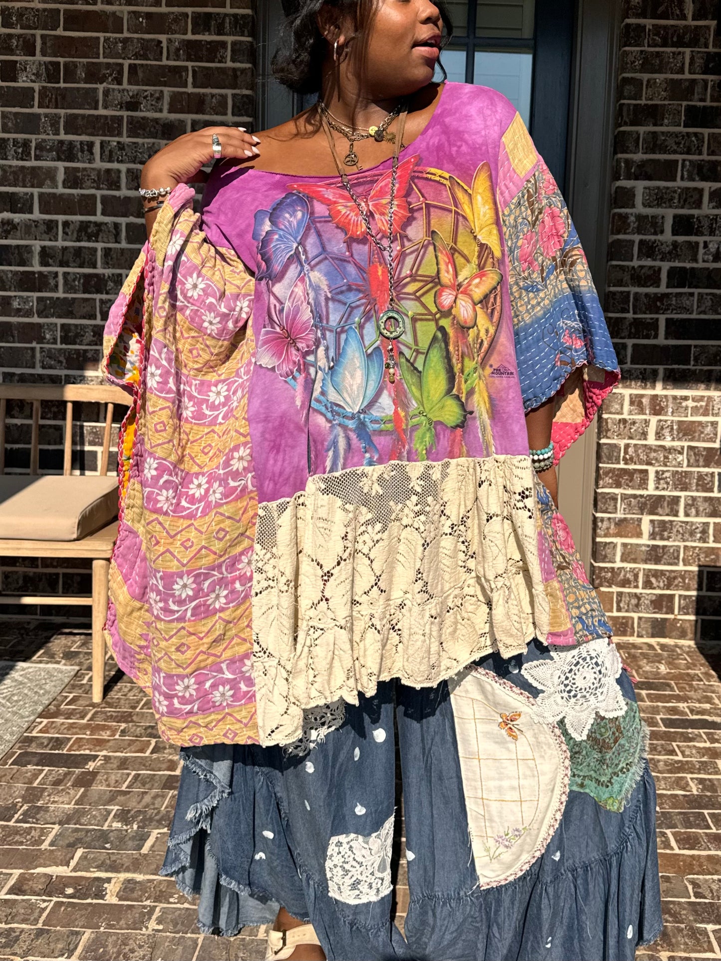 Medium-3XL Butterfly Kaftan Poncho