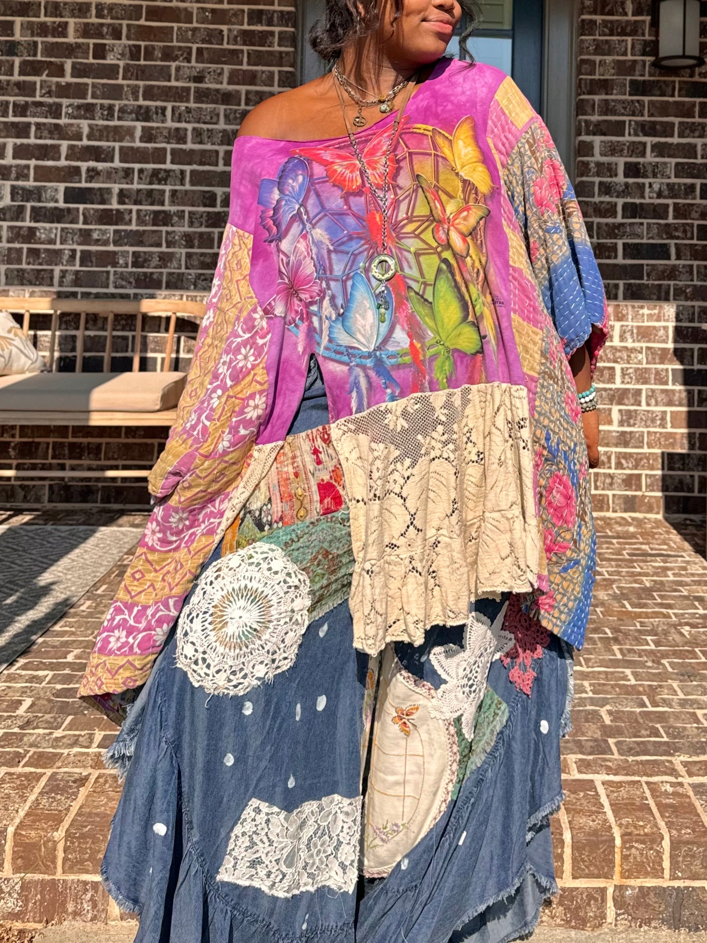 Medium-3XL Butterfly Kaftan Poncho