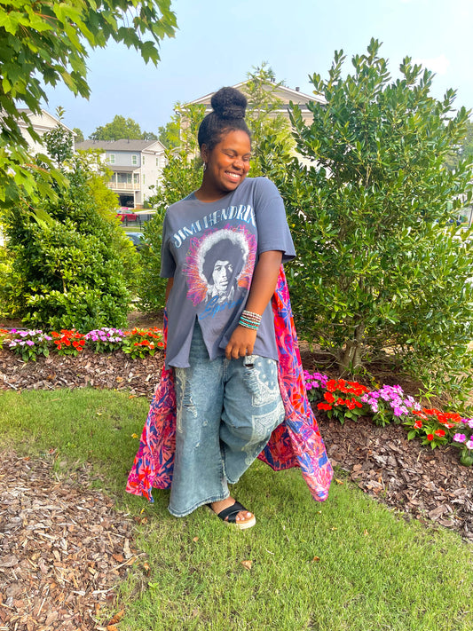 Small-1XL Jimmy Hendrix High Low Maxi Tee